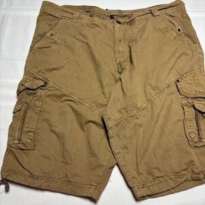 Fried Denim Cargo Shorts Men's Size 42 Khaki Brown Pockets Knee Length Outdoor